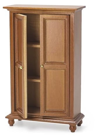 Odoria Puppenhaus Schrank Miniatur Kleiderschrank: 1/12 Maßstab Wandschrank Braun für 15 cm Puppen Schlafzimmer Viktorianisch Vintage - Mini Garderobenschränke Antik Möbel Holz