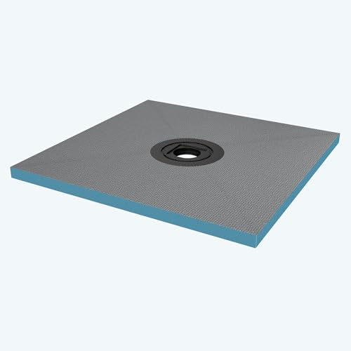 doporro Duschelement befliesbar mit Gefälle 90x90x4cm in Beton Grau | Zuschneidbares XPS-Duschboard mit Ablaufrinne, 35L/min & zementbasierter Oberfläche–für individuelle Duschräume