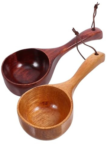 TOPPERFUN 2pezzi Mestolo Per Zuppa in Legno Mestolo Portatile Per Cucinare Manico Per Servire La Zuppa Fornitura Da Cucina Pratica e Versatile