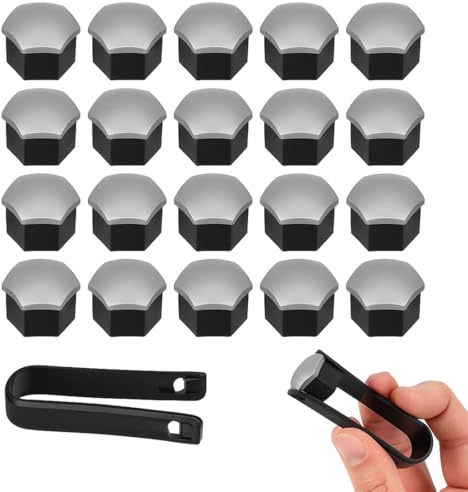 JUGUTA Cerchi In Lega 21Mm 20 Pezzi Tappi A Vite Ruota Set Universale 21 Mm, Copridadi Ruota Per Auto, Tappi Dadi Ruota Cerchione, Coperture Copricerchi Con Estrattore