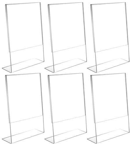 4x6 Acrylic Picture Frame 6Pcs Clear Vertical Standing Photo Display Protective Acrylic Frames for Home Office School Desk Decoration, Frameless