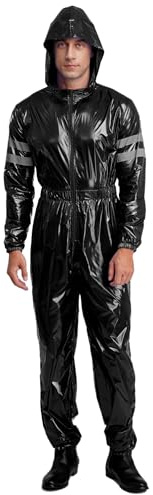 Aislor Tuta Intera Impermeabile da Lavoro Tuta Integrale con Cappuccio Uniformi da Lavoro Jumpsuit a Manica Lunga Tute Officina Meccanica Agricoltura Nero M
