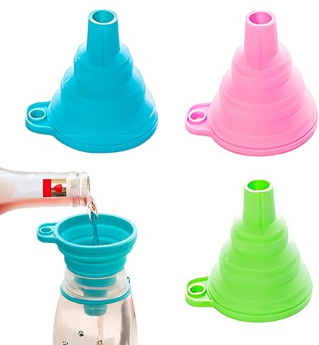 LACHT Juego De 3 Embudos Plegables, Embudo, Embudo Pequeño, Embudo Cocina, Embudo Plegable De Silicona Embudo Cocina Gadget Embudos Para Cocina Para Transferencia De Líquido