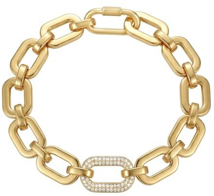 PAUL VALENTINE - Damen Armband Edelstahl - Vergoldet/Golden - mit Zirkonia Stein - Oval Anhänger - PV-B0031