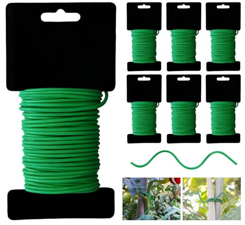 KASURE 3.5mm x 48m Pflanzendraht, Weich Gartendraht, Dicke Gummibeschichtung Bindedraht, für Gartenarbeit, Kletterpflanzen, Tomaten und Blumen (Grün)