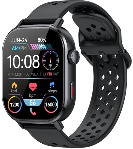 Jugeman Smartwatch Uomo, 2.06 HD Orologio Smartwatch Uomo con Chiamata Bluetooth,Militari Smart Watch Tracker 160+ Modalità Sportive