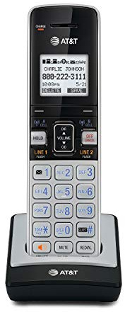 AT&T TL86003 Additional Cordless Handset for TL86103 - DECT 6.0 Expandable Handset with Caller ID, Call Waiting, Connect to Cell Bluetooth, Silver/Black