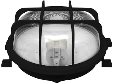 Müller-Licht LED Kellerleuchte Rund, white + Schutzkorb für höchsten Lichtkomfort - schönes neutralweißes Licht (4000 K) für optimale Arbeitsbeleuchtung - IP44 - schwarz
