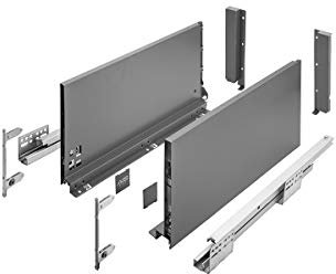 GTV - Système de Tiroirs Axis Pro, Ensemble de Tiroirs, Extraction Totale, Amortissement Intégré, Charge 40 kg, Tiroir Coulissant avec Fermeture Douce - Largeur 450 mm, Hauteur 200 mm, Anthracite