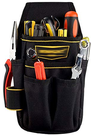 LAHAUTE Multifunktionaler Werkzeugtasche/Werkzeuggürtel aus robustem Oxford Stoff, verstellbarer Oxfordgürtel, Handwerker, Tischler (schwarz)