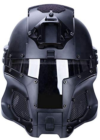 XUE Tactique Airsoft Casque Integral avec Lunettes de Protection et Casque de Masque Complet Excellent Protection Tête Pleine pour Nerf Paintball CS Halloween Cosplay (Noir)