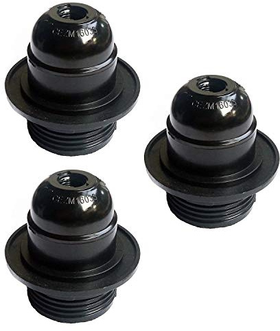 Set di 3 Portalampada E27 in Plastica Resistente al Calore Porta Lampadina E27 Nero Vintage Isolante