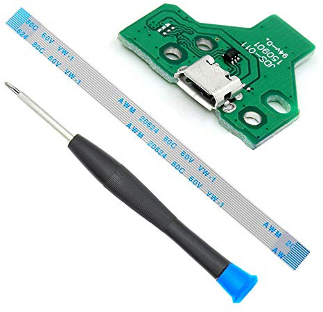 MMOBIEL Sostituzione della porta di ricarica per Dualshock 4 modello del controller per PlayStation PS4: JDS-011 a 12 pin Flex Cable Incl (+) cacciavite
