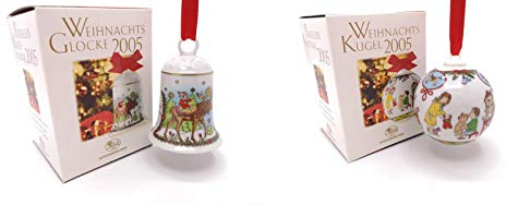 Hutschenreuther Porzellanglocke & Porzellankugel 2005 OVP - Weihnachtsglocke Weihnachtskugel