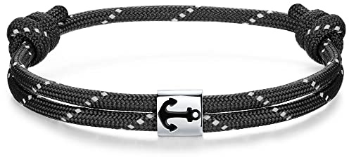 J.Endéar Pulsera Ancla Plata 925 Charm Cuerda Náutica Pulsera para Hombres Mujeres Surfista Unisex
