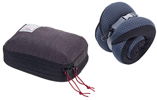Troika Business Nackenkissen in Kompressionstasche aus Polyester, einrollbar, Farbe: grau/schwarz, dauerhaft formstabil, BBG61/GY