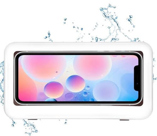 KUNSLUCK Shower Phone Holder Waterproof, Anti-Fog Touch Screen Wall Mount Case for Bathroom Mirror Bathtub, Compatible with 4.7-6.8 Mobile Phones