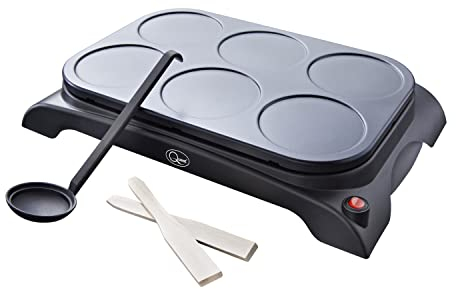 Quest 35319 Pancake Maker and Grill / 6 Non-Stick Moulds/Easy to Use/Accessories Included/Make Crepes, Burgers, Flatbreads, Omelettes and More