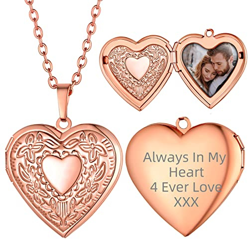 Supcare Damen Medaillon zum Öffnen für Bilder Locket Necklace Vintage Kette Foto Halskette mit Anhänger Amulett Souvenir Charm Personalisiert Modeschmuck für Frauen Mädchen aus Kupfer/Edelstahl