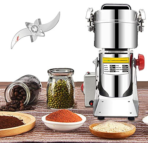 XUETAO 700g Swing Type Mills,Electric Food Mill Dry Grinder Machine With Overload Protection,Speed 36000 &Fineness 50-350mesh,Quick Open Cover,Spices Cereals Crusher For Pharmacy (Silver)