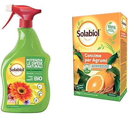SOLABIOL Olio Bianco Vegetale di SOIA Pronto Uso. Potenziatore delle difese delle piante da attacchi degli insetti & Concime Biologico Granulare Agrumi con Tecnologia Natural Booster