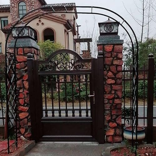 Eisen Torbogen Rosenbogen Schwarz Pergola Rankhilfe Rankgitter Gartenbogen Verzinkt Rosenhilfe groß Rankbogen wetterfest Hochzeitsbogen mit Basis 140x230 180x230 220x230 260x230 300x230 340x230 ( Colo