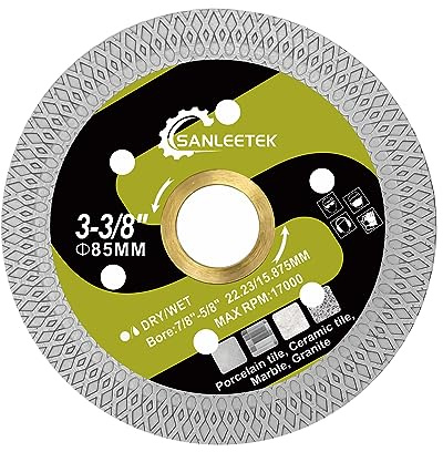 Diamond Cutting and Grinding Discs 85mm - X Mesh Disc Cutter Diamond Blade for Ceramic Tile Porcelain Marble Granite Artificial Stone SANLEETEK