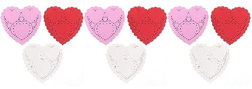 BESTonZON 900 Fogli Di Carta Pad Cuore Del Merletto Tovagliette Rotonde Tovaglietta Di Carta Mini Cuore Centrini Mini Centrini San i Rosa i Di Rosa