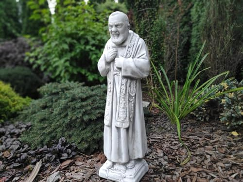 Solid statue, made of architectural concrete, outdoor or indoor figure of Padre Pio 60x22x14cm