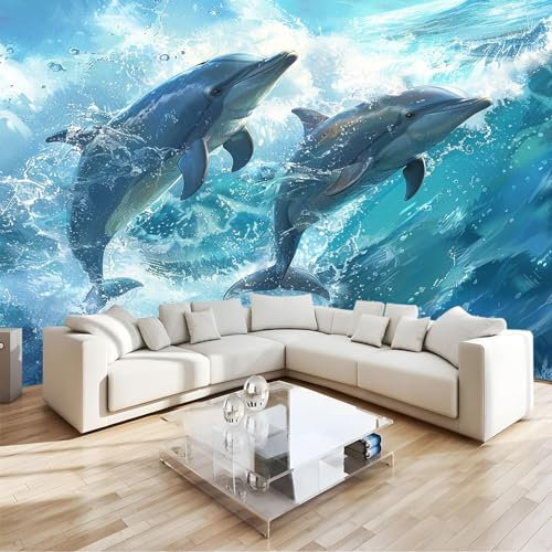 Fototapete Delfin 200 x 140cm Tapete Fototapeten Vlies Tapeten Vliestapete Wandtapete moderne Wand Schlafzimmer Wohnzimmer Büro Sonnenuntergang