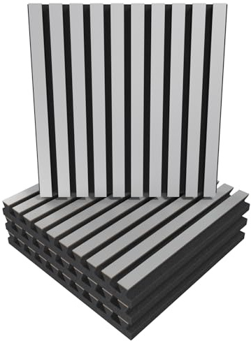 Slat 4 Pack — Sound Absorption-Diffuse Acoustic Panel | 50x50x5cm | Absorption - Diffusion - Reflection - Soundproofing | Color Plates: (x4 POLE, White)