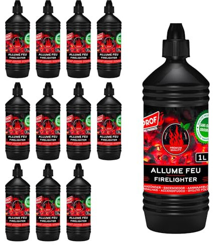 Accendifuoco Liquido 12 Bottiglie da 1 Litro per Barbecue Inodore
