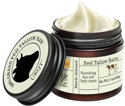 Bálsamo de sebo orgánico alimentado con pasto: crema de sebo profundamente nutritiva para rostro y cuerpo, crema hidratante para el cuidado de la piel seca