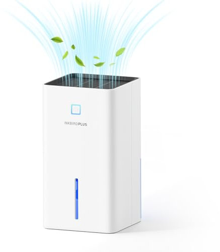 INKBIRDPLUS Dehumidifiers for Home, 1100ml Ultra-Quiet Dehumidifier (Under 30 dB) with Auto Shut-Off, 7 Color Night Lights, Small Dehumidifier for Bedroom, Basement, Kitchen, Car, Wardrobe Dry Cloth