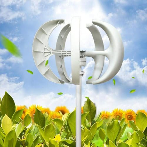 WANGYYDS WIind Turbine Generator Kit, 400W 600W 800W 1000W 1200W DC 12V 24V Lantern Wind Turbine Vertical Wind Generator Kit Electricity Producer Equipment Home Power Energy Kit, White,24V-1200W