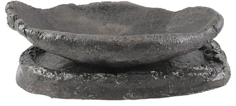 Bonsaischale mit Untersetzer Bonsai Schale Bogenschale Pflanzschale floßform anthrazit 28x14x8cm (27025)