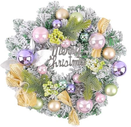 Ghirlanda di palline di Natale, ghirlande natalizie per porta d'ingresso, ornamenti da appendere, 35,5 cm, ghirlande da appendere, decorazione natalizia per porte e pareti della casa