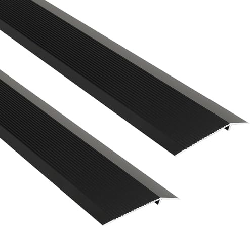 EXLECO 2x Alu Übergangsprofil 0.9m x 10cm Schwarz | Höhenausgleich 8-40mm, für Türschwellen & Saugroboter, Abschlussprofil
