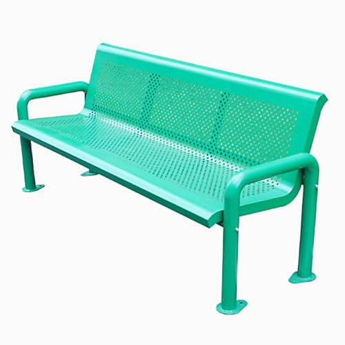 QSNYJPL Wetterfeste Metall Gartenbank für den Außenbereich, Grüne Mehrpersonen-Terrassenbänke mit Rückenlehne und Armlehnen für Schule, Garten, Veranda, Hinterhof und Park(62x120x79 cm/24x47x30 in)