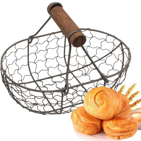 Eierkorb – Obstkorb, ovaler Draht, Eiersammeln, Picknick-Aufbewahrung Bauernhaus-Design, bequemer Griff, kann 12 Eier für Küche, Esszimmer, Wohnzimmer halten