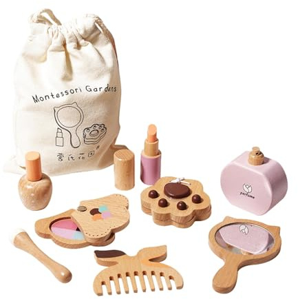 JunZheHub Coffret de Maquillage pour Enfants Petite Princesse, Ensemble de Coiffeuse En Bois pour Enfants, Coffret de Maquillage Factice pour Fille,