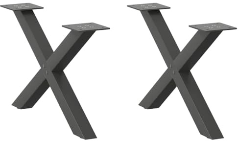 Generisch Couchtischbeine X-Form 2 STK. Anthrazit 60x(30-31) cm Stahl,jiangboyue-4012882