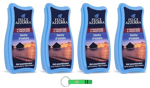 Felce Azzurra - 4 deodoranti gel Notte d'Estate – Assorbente odore 140 g + portachiavi Beni Culinari