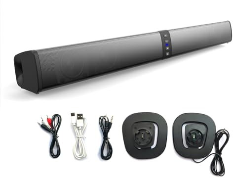 Vocdikficy Barra de Sonido PC Gamer Subwoofer Altavoz Bluetooth Plegable Barra de Sonido Divisor de Cine en Casa Portátil