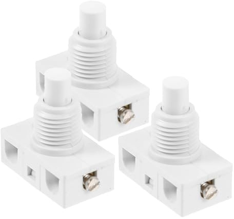 Interruptor de Botón Autobloqueante Blanco 3 Piezas para Bricolaje