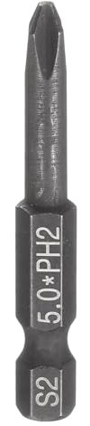 sourcing map #2 Embout de tournevis cruciforme PH2 6,35 mm tige hexagonale 50 mm de long tige de 0,5 cm Forets à tête cruciforme magnétique en acier S2 Tournevis industriel Outils électriques Noir