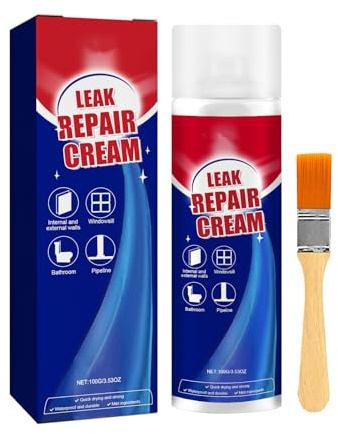 Leak Repair Cream, Waterproof Sealant Spray with Brush, Weather Resistance Sealers for Roofs Pipes Crack, Fast Drying, Works On Most Materials