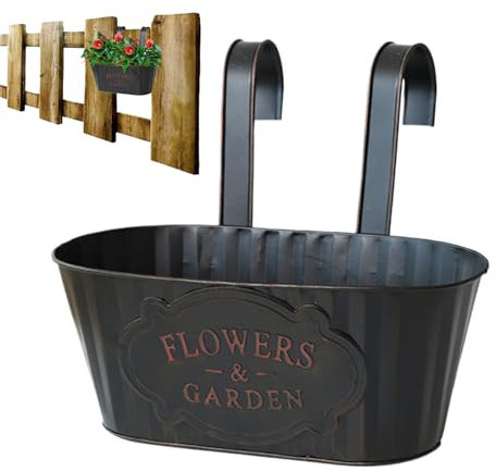 Fioriera Balcone Ringhiera - Vaso da fiori in metallo sospeso Ringhiera, Piantatrice per esterni Balcone Stretto, Supporto vaso da fiori Balcone in metallo | Scatola di fiori per recinto terrazza