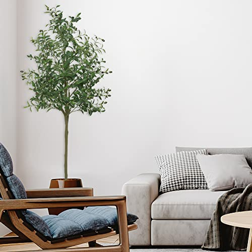 Aptliton 6FT Artificial Olive Tree for Indoor Decoration, 180cm Tall Fake Potted Olive Tree with Realistic Leaves and Fruits, Large Artificial Plant in Pot for Home Office Balconies Garden Decor