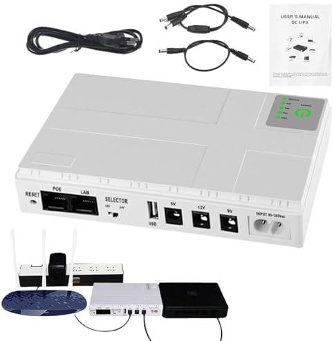 Fuente de alimentación de la cámara WiFi - Copia de seguridad de la batería portátil para módem y router, SAI OUTPUT LED para cámaras | Power Bank para dispositivos de vigilancia, paquete de baterías
